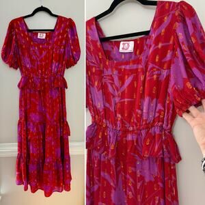 Victoria Dunn Feminine Classic Coquette Maximalism Ruffle Puff Maxi Dress M